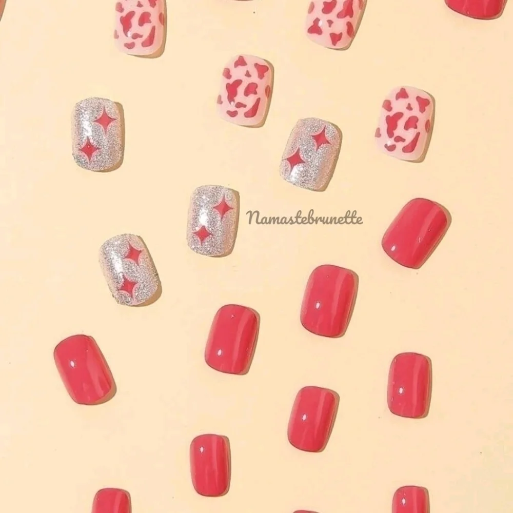 2/$16 Pink Stars Press On Nails